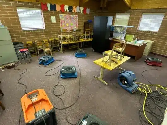 Kindergarten with disaster restoration equipment.